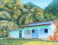 Ancien fare au village d'Hanapaaoa sur l'île d'Hiva Oa Les Marquises Huile 15P 65x50 - Polynésie 2009 à 2011