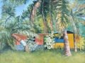 Fares colorés à Teahupoo 12P 61x46 huile  Vendue - Polynésie 2009 à 2011