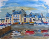 Port du Croisic n°2 Acrylique 70x60 (sous verre) Vendue - Marine