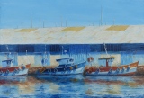 Port de St. Nazaire 10M 33x55 huile sur toile de lin 2004 1e prix au salon de St. Brévin 2004 - Marine