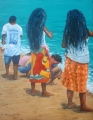 Enfants sur la plage, 15P 65x50, huile 2012 vendue - Polynésie 2012, 2013