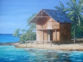 Fare à fakarava passe sud, 12P 61x46, huile 2012 V - Polynésie 2012, 2013