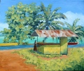 Marchande de fruits sur la route de Vairao 10F 55x46 huile - Polynésie 2012, 2013