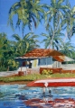 Au bord du lagon à Teohatu 12P 55x38 huile - Polynésie 2012, 2013