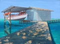 Bateau suspendu à Fakarava passe sud 25P 81x60 huile - Polynésie 2012, 2013
