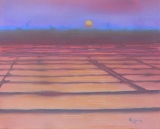 Coucher de soleil sur les marais salants de Guérande - Marais salants