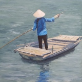 Vietnamienne naviguant sur le Mékong - Vietnam