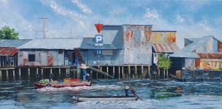 Commerces au bord du Mékong n°2 - Vietnam