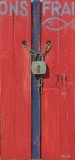 Porte rouge cadenasée au Maroc 76.5x36 n°2 - Portes cadenassées