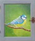 Par la fenêtre n° 3 Mésange bleue 57x47 - Oiseaux