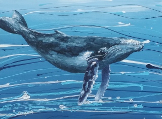 Baleine du Pacifique Tahiti n°5 38x53 - Poissons exotiques