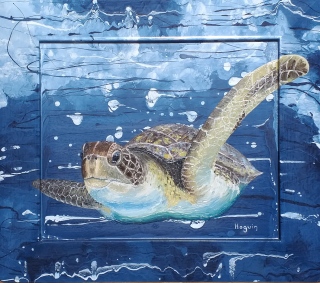 Tortue du Pacifique Tahiti 60x68 n°4 - Poissons exotiques